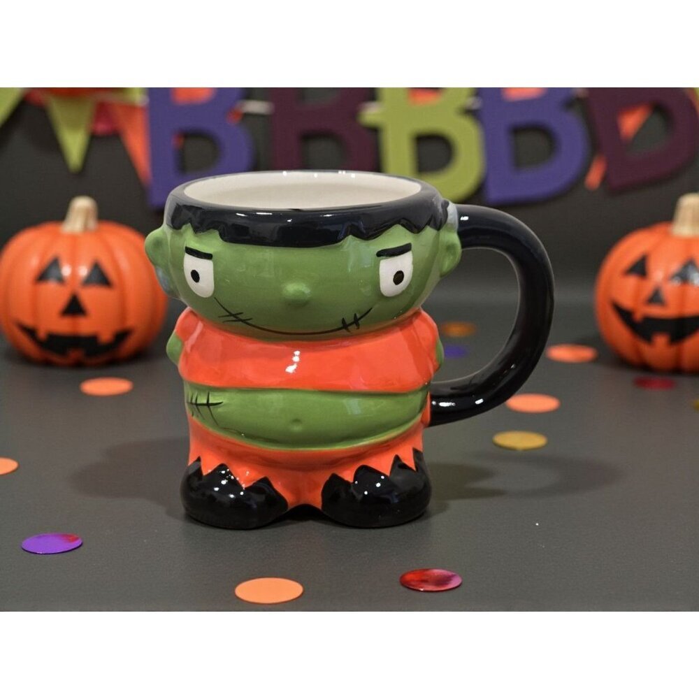 New Orange / Green Frankenstein Spooky Zombie Halloween Coffee Mug Gift
